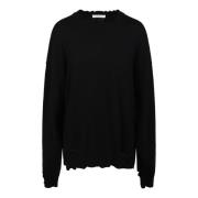 Slitt-effekt Strikket Crew Neck Genser