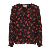 Blomstertrykk Langermet Bluse Topp