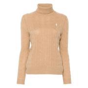 Beige Strikket Genser med Polo Pony