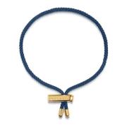 Mens Navy Blue String Bracelet with Adjustable Gold Lock