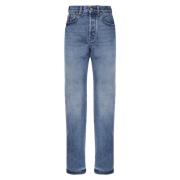 Høy Midje Straight Leg Denim Jeans