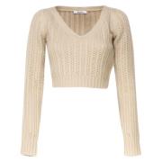 Beige Ull Kasjmir V-Hals Genser