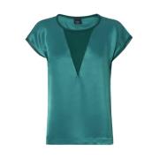 Satengbluse med Georgette Innsats