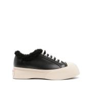 Svarte Sneakers med Faux-Shearling Fôr