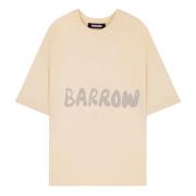 Beige Unisex Crew Neck Logo T-shirt