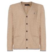 Beige Ull Kasjmir V-Hals Cardigan