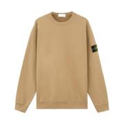 Ribbet Crewneck Børstet Bomull Fleece Genser