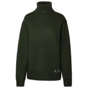 Brodert Logo Høyhalset Pullover Militærgrønn