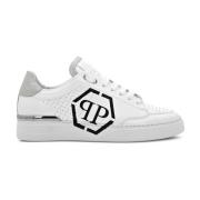 Hvite Hexagon Sneakers med Perforerte Detaljer