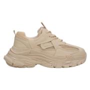 Kvinner Beige Lave Sneakers med en Chunky Platform ES8 Er00115759