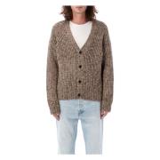 Ribbet Kort Cardigan Kaffe Sand