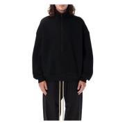 Svart Strikket Half-Zip Mockneck Sweatshirt