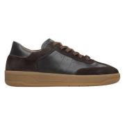 Kvinner Brune Sneakers laget av Italiensk Ekte Lær og Velur Er00115729