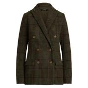 Rutete Tweed Blazer med Hornknapper