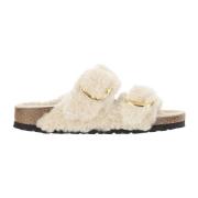 Shearling Sandaler med Justerbare Stropper