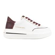 Bordeaux Skinn Sneakers med Platåsåle