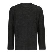 Slitt Strikket Crew-Neck Genser