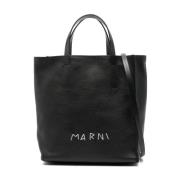 Svart Brodert Logo Tote Bag