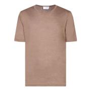 Beige Lin T-skjorte Casual Stil