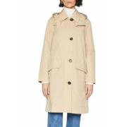 Beige Trench Coat med Avtagbar Hette