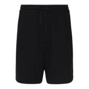 Sort Bomull Elastisk Midje Shorts