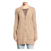 Hasselnøttbrun Kabelstrikk Cardigan