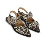 Leopard Buckle Ballerina Print Sko