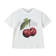 Cherry Flower T-skjorte Topp Hvit