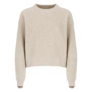 Paillet Crew Neck Sweater Beige