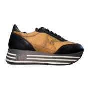 Svarte platform sneakers med Geo Classic innlegg