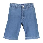 Lys Blå Bomull Denim Shorts for Menn