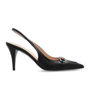 Sort Skinn Slingback Pumps