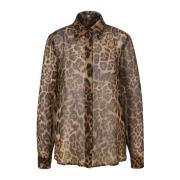 Ocelot Print Viskose Bluse