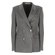 Grå Cashmere Blazer Peak Revers Jakke