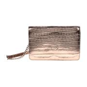 Wallet in platinum laminated crocodile