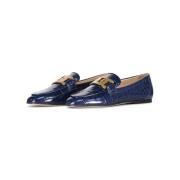 Krokodille Ballerina Loafers med Metallspenne