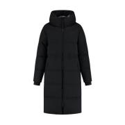 Lang Svart Puffer Parka