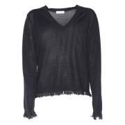 Sort V-hals Pullover Genser