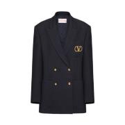 Marineblå Ull Blazer med VLogo