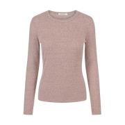 Ribbet Dusty Rose Topp med Lange Ermer