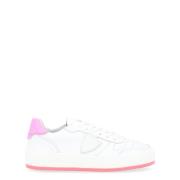 Hvit og Fuchsia Skinn Sneaker