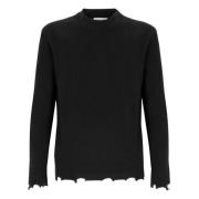 Crewneck Sweater With Wool Breakages