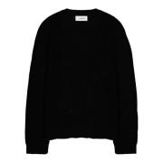 Svart crewneck genser med ødelagt effekt