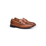 Brun skinn slip-on loafers