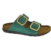 Grønne Slides Sandaler med Gullspenne