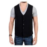 Elegant Svart Ullblanding Casual Vest