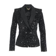 Svart Chenille Paljett Blazer Aw24