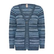 Stripete V-hals Cardigan i Marine