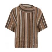 Fargerik Cape Bluse med Brede Ermer