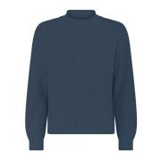 Blå Casual Strukturert Pullover Genser